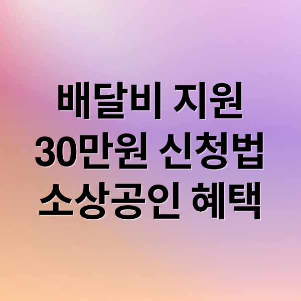 배달비 지원
30만원 신청법
소상공인 혜택 (소상공인 배달 택배비 지원)