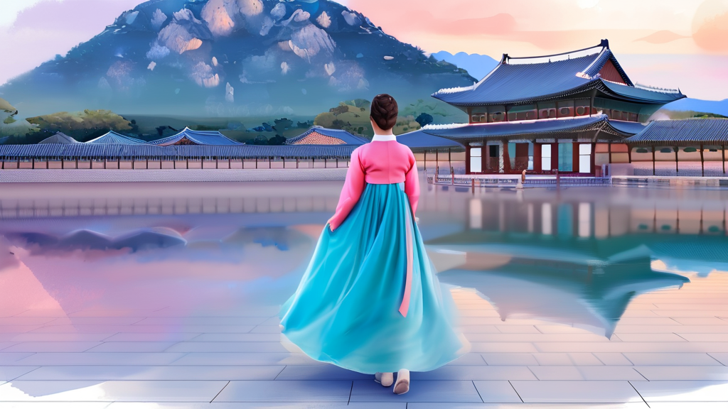 경복궁 야간개장, 한복 착용으로 무료입장 혜택 누리기 (watercolor 스타일)