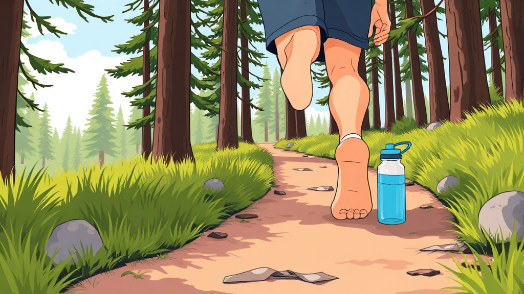 초당산 맨발길 여행 포인트 및 준비물 (cartoon 스타일)