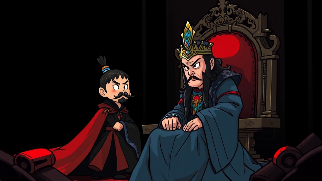 권력과 욕망의 그림자 (cartoon 스타일)