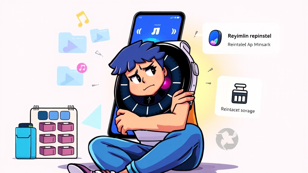 문제 해결 및 앱 관리 (cartoon 스타일)