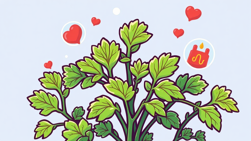 미나리의 숨겨진 효능: 건강을 더하는 비밀 (cartoon 스타일)