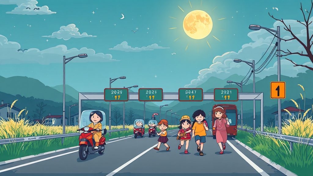 2025 추석 통행료 면제 핵심 정보 (cartoon 스타일)