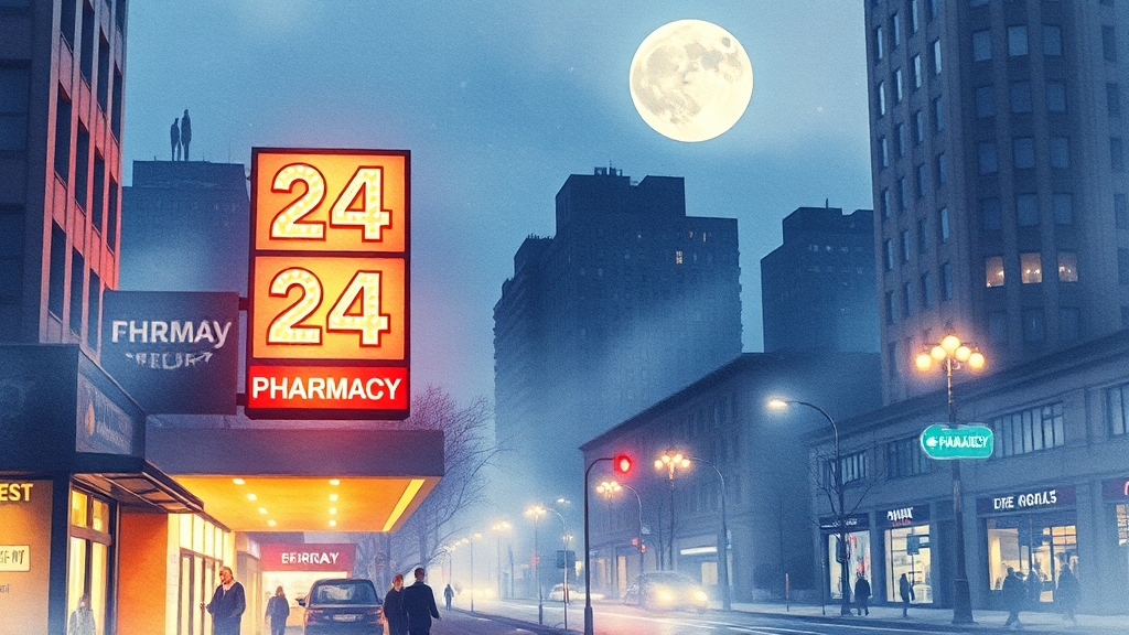 24시 약국 찾는 방법 (watercolor 스타일)