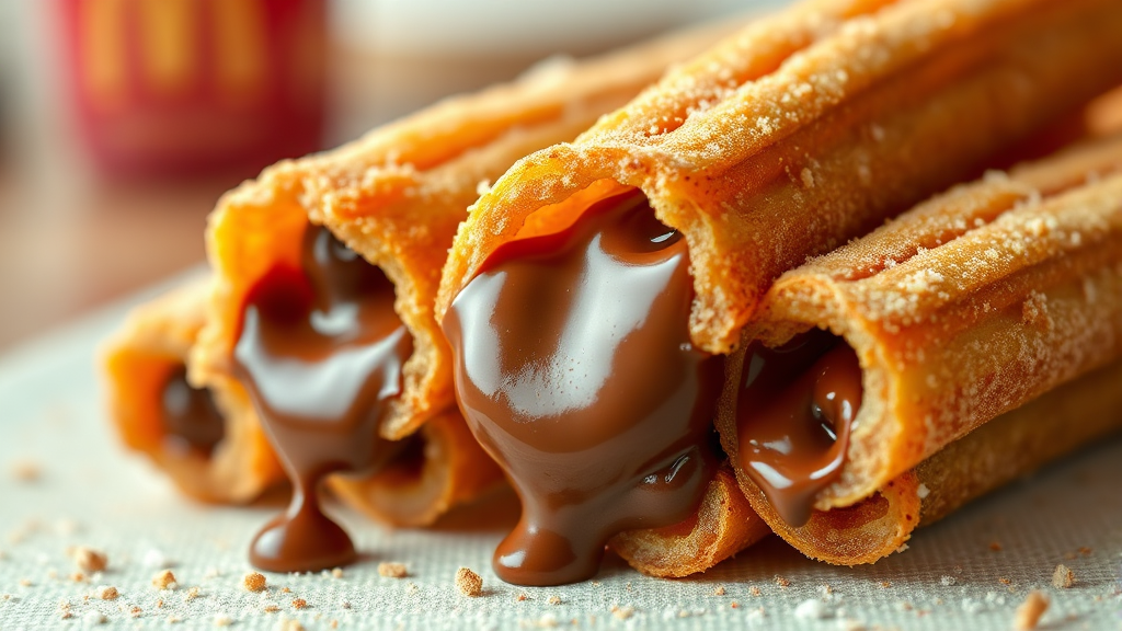 초코 츄러스 메뉴 소개 (realistic 스타일)