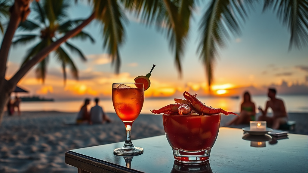 소나시 비치 바 메뉴 및 가격 정보 (realistic 스타일)