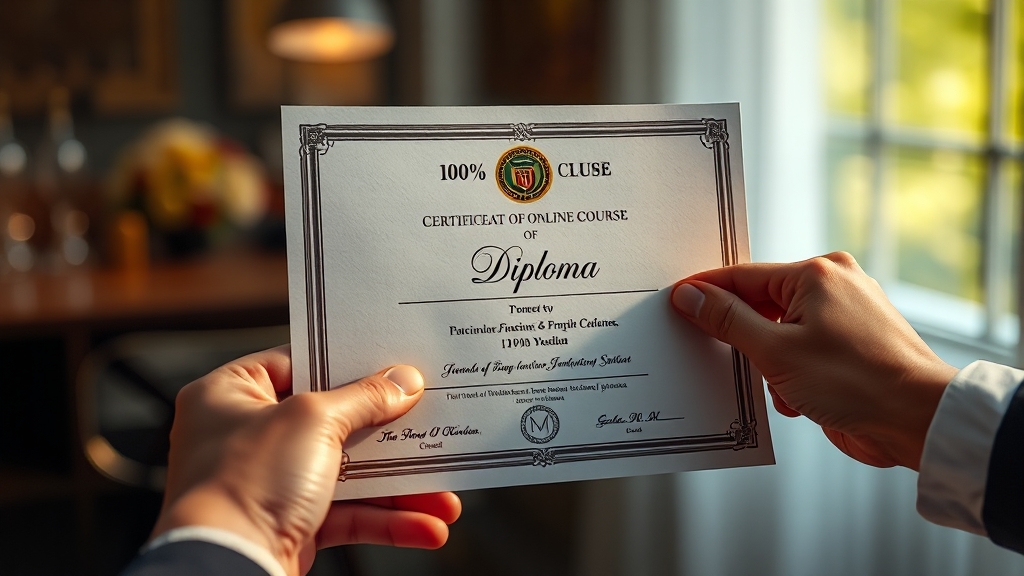 이수 기준 및 수료증 (realistic 스타일)