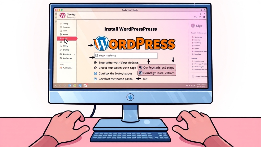 클라우드웨이즈로 워드프레스 블로그 시작부터 수익화까지 완벽 가이드 (2025최신) 4 워드프레스 설치와 초기 세팅 (cartoon 스타일)