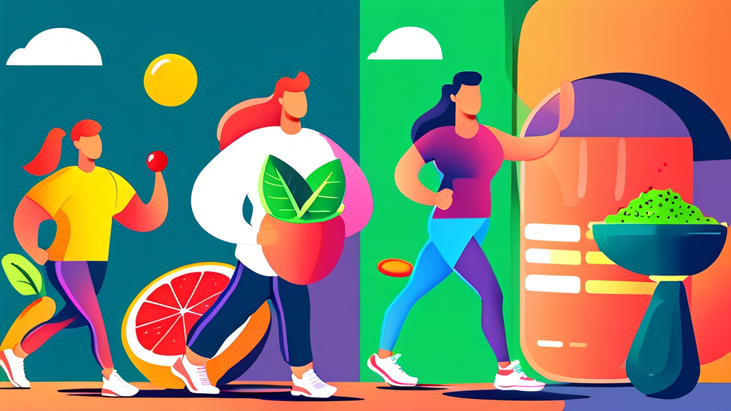 다이어트 보조제 섭취 시 주의사항 및 부작용 (cartoon 스타일)