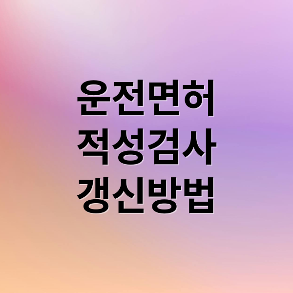 운전면허
적성검사
갱신방법 (운전면허 적성검사 갱신)