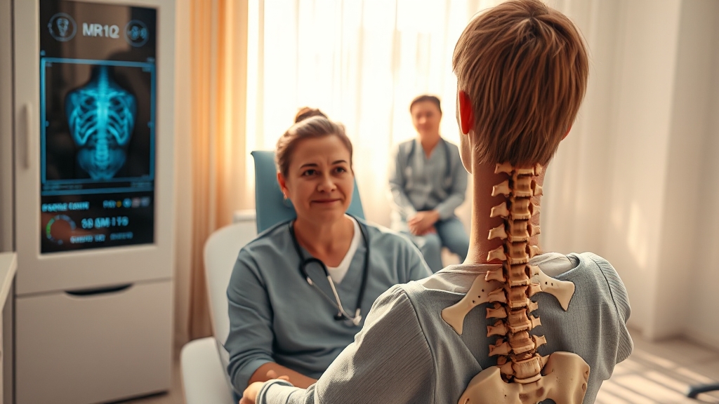 허리통증, 언제 병원에 가야 할까요? (realistic 스타일)