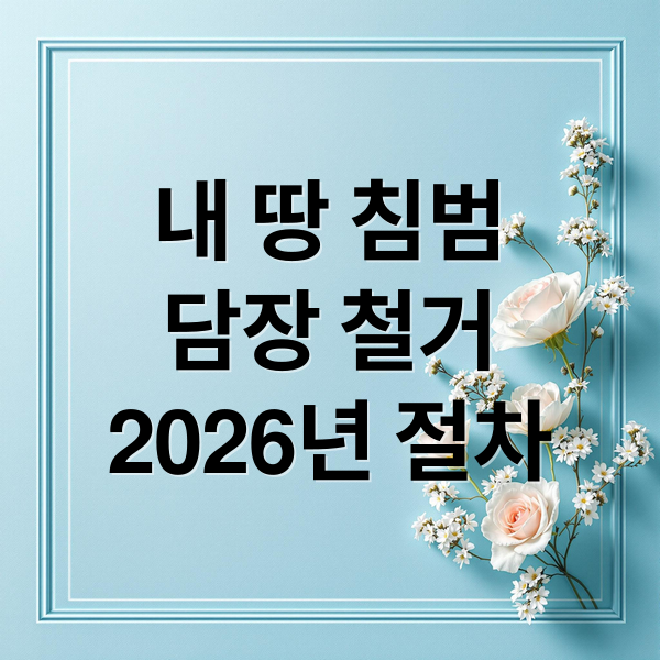 내 땅 침범
담장 철거
2026년 절차 (2026 내 땅 경계 침범 담장 철거 소송 절차)