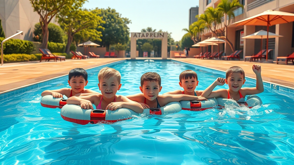 수영장별 시설 특징 & 이용 수칙 (realistic 스타일)