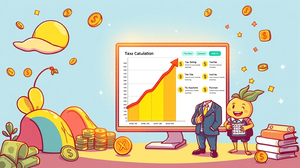 종합소득세 계산 과정과 세율 적용 (cartoon 스타일)