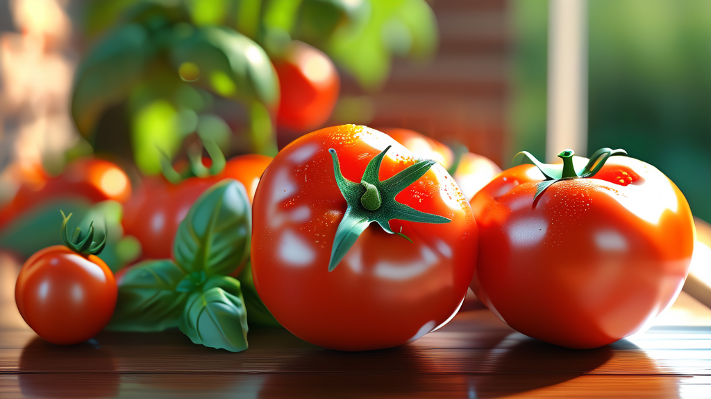 토마토의 놀라운 효능: 비타민과 항산화 성분의 비밀 (realistic 스타일)