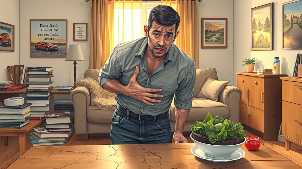 소화 불량 원인과 증상 (realistic 스타일)