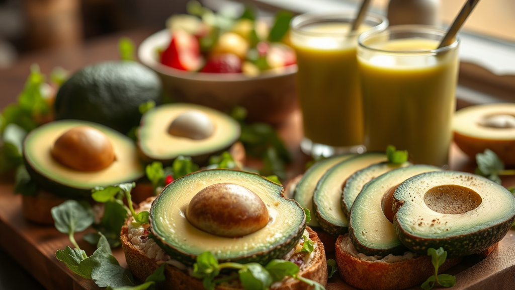 아보카도 활용 레시피와 주의사항 (realistic 스타일)