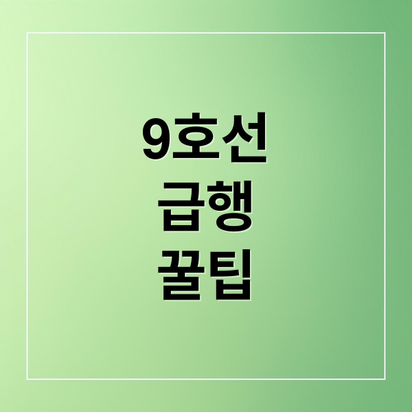 9호선
급행
꿀팁 (서울 지하철 9호선 급행열차 시간 단축)