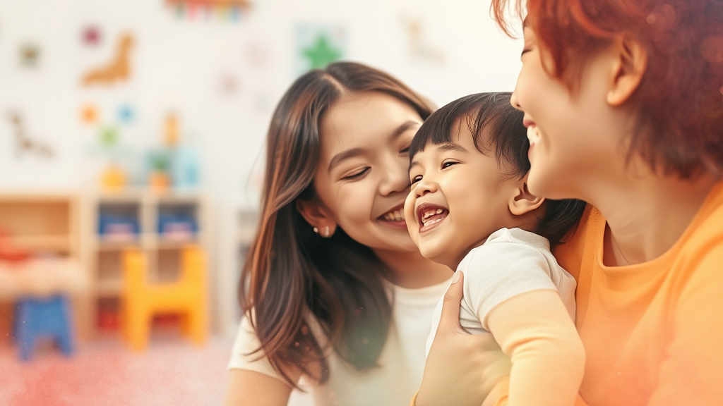 돌봄 및 보육 서비스 확대 (watercolor 스타일)