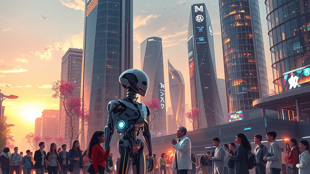 AI 기술 발전의 사회적 변화 (illustration 스타일)