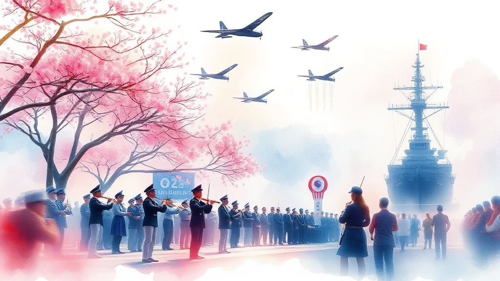 군악의장 페스티벌부터 뮤직 페스티벌까지: 다채로운 축제 프로그램 (watercolor 스타일)