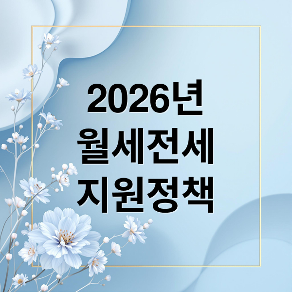 2026년
월세전세
지원정책 (월세 vs 전세, 2026년 지원금 제도 무엇이 있나?)