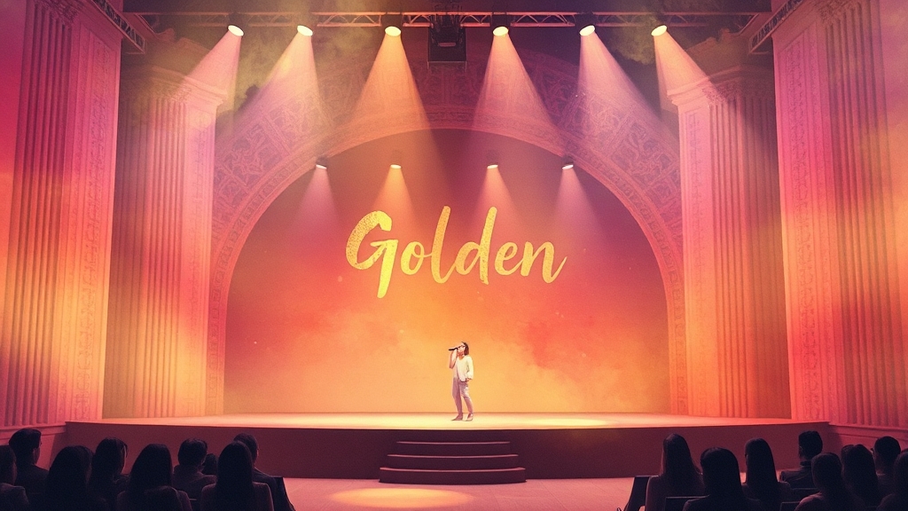 ‘골든’ 성공과 음악적 역량 (watercolor 스타일)