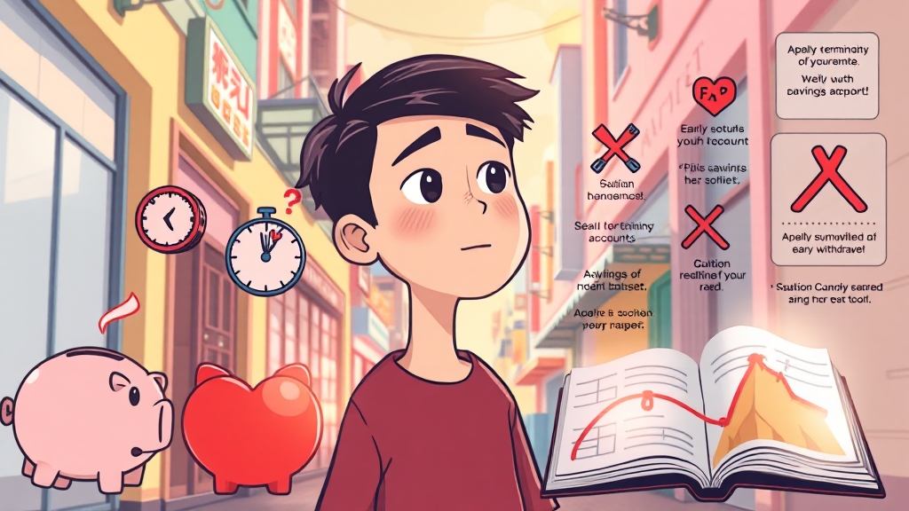 2025 희망두배 청년통장 신청 조건과 혜택 총정리 6 중도 해지, 신중하게! (cartoon 스타일)