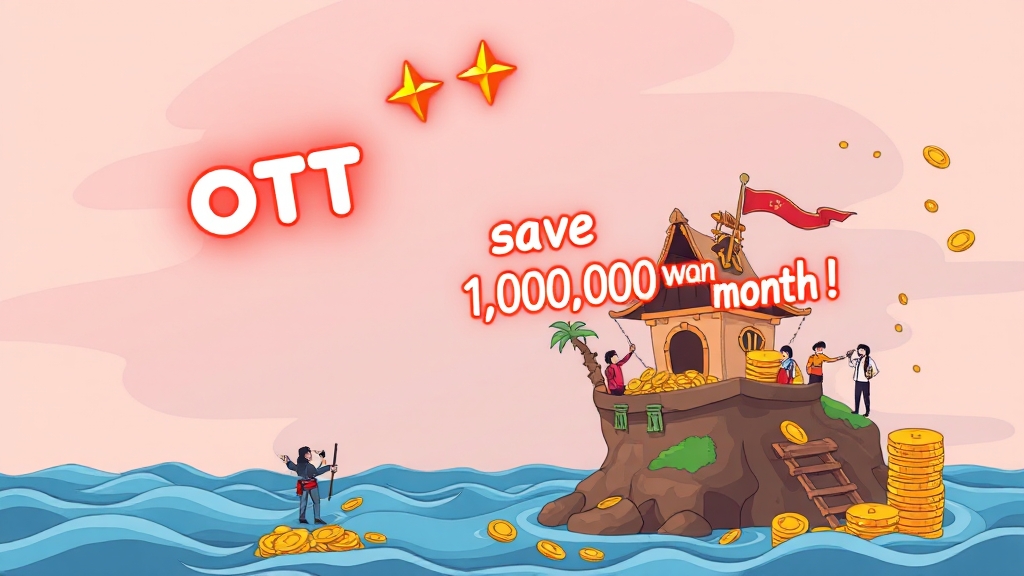 OTT 쉐어 요금 할인 정보 (cartoon 스타일)