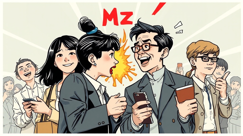 영포티 vs MZ세대 (illustration 스타일)