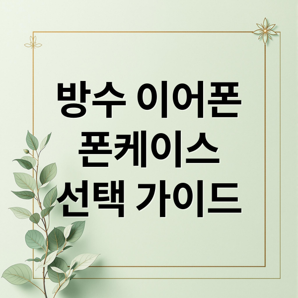 방수 이어폰
폰케이스
선택 가이드 (방수 이어폰 폰케이스 비교)