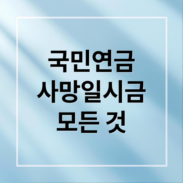 국민연금
사망일시금
모든 것 (국민연금 사망일시금)