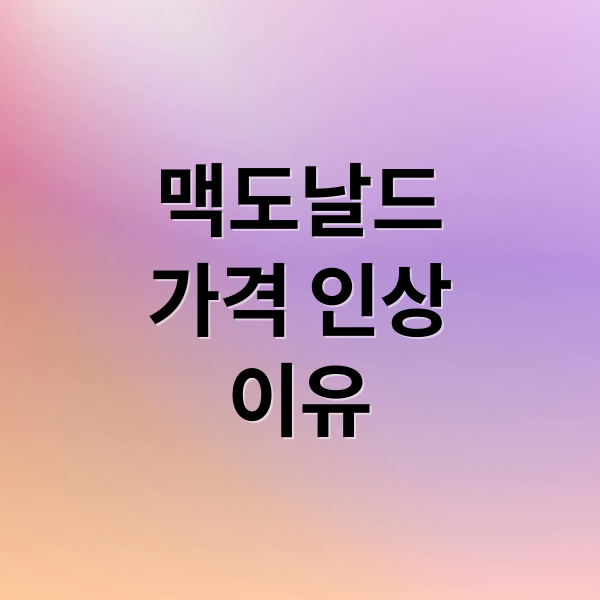 맥도날드
가격 인상
이유 (맥도날드 햄버거 가격 인상)
