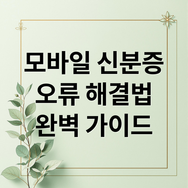 모바일 신분증
오류 해결법
완벽 가이드 (모바일신분증 인증 실패)