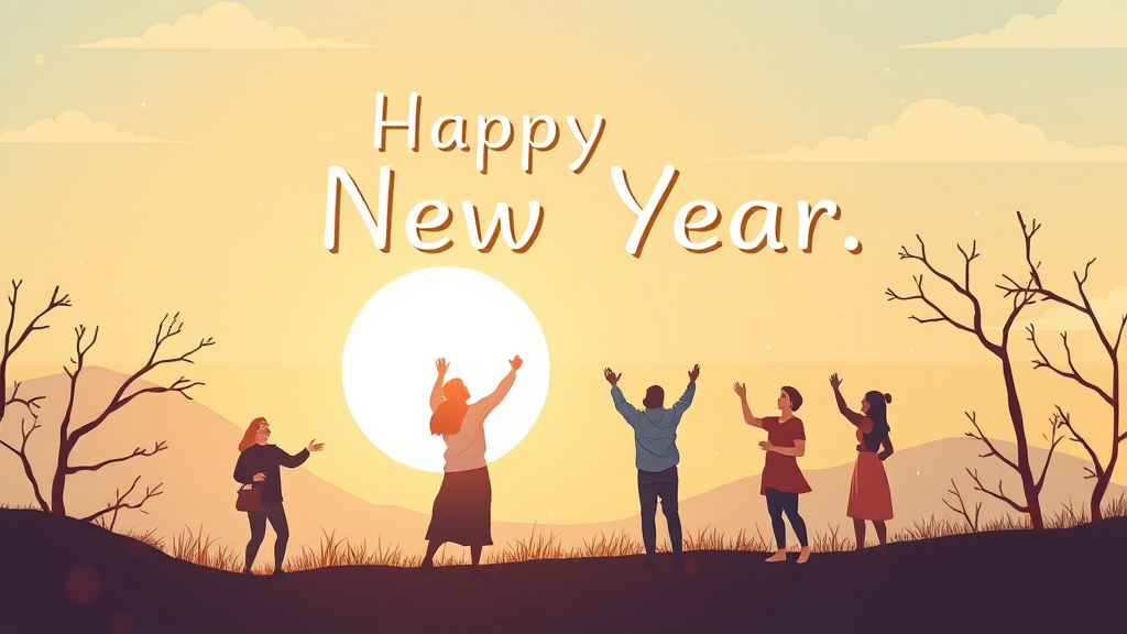 새해 소망을 담은 희망찬 인사 (illustration 스타일)