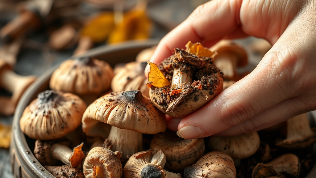 참송이버섯 손질법: 신선함 유지의 핵심 (realistic 스타일)