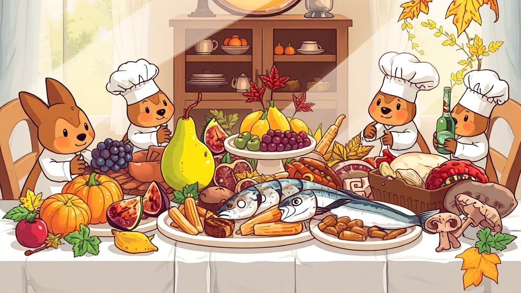 제철 음식별 섭취 방법 (cartoon 스타일)