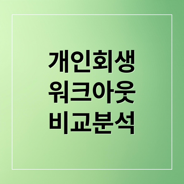 개인회생
워크아웃
비교분석 (개인회생 신용회복 방법)