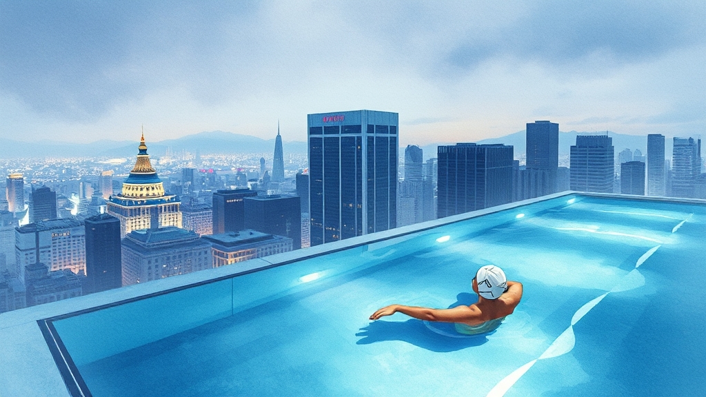 호텔별 수영장 시설 및 특징 (watercolor 스타일)