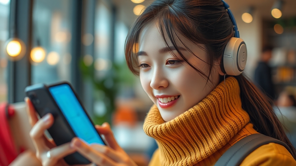 롯데카드 앱을 이용한 상담 (realistic 스타일)