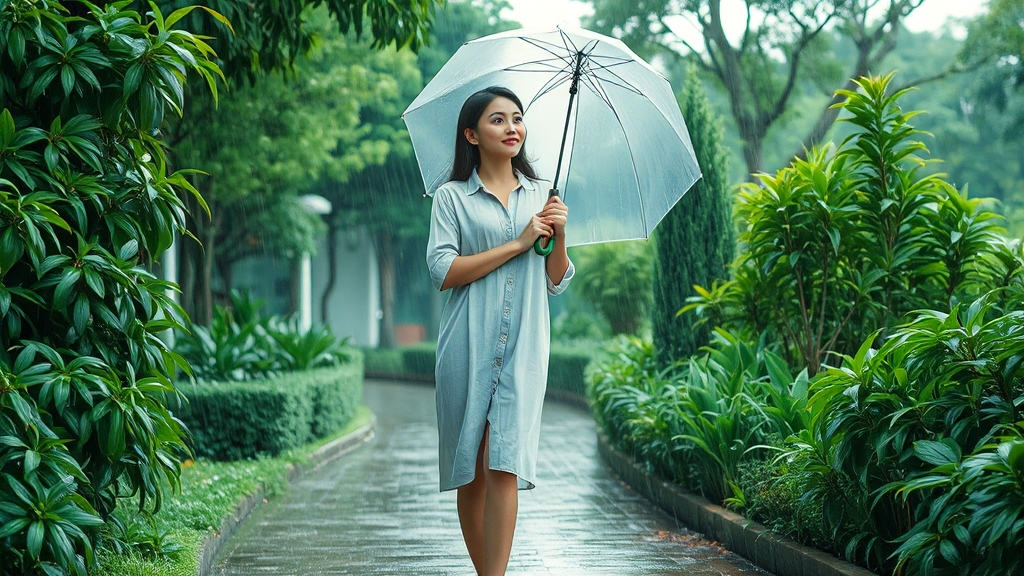 장마철 옷차림, 어떻게 입을까? (realistic 스타일)