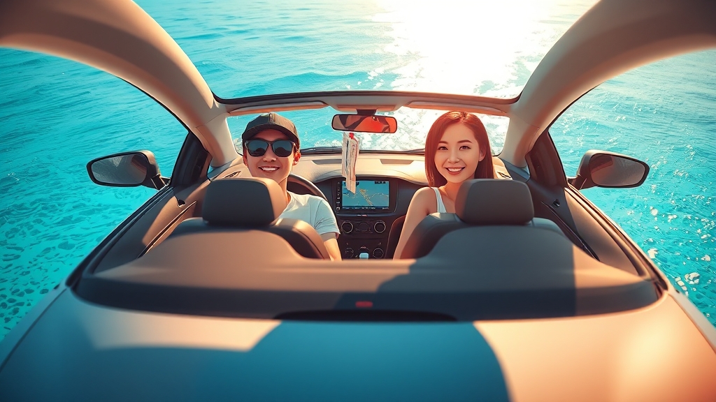 렌터카 이용 팁 (realistic 스타일)