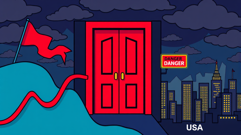 상장폐지 관련 리스크 (cartoon 스타일)