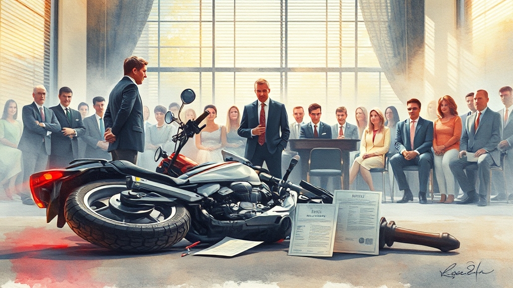 배달 사고, 법적 책임과 처벌 (watercolor 스타일)