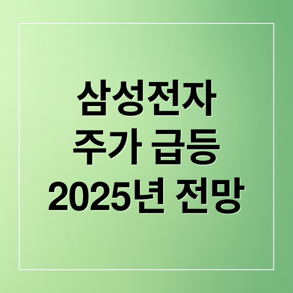 삼성전자
주가 급등
2025년 전망 (삼성전자 주가 8만원 목표가 11만원)