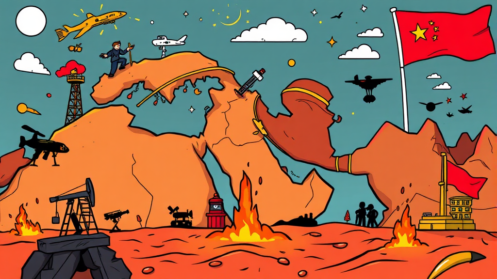 국제 뉴스: 중동발 위기 확산 (cartoon 스타일)