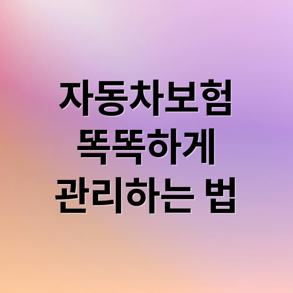 자동차보험
똑똑하게
관리하는 법 (자동차보험 조회)