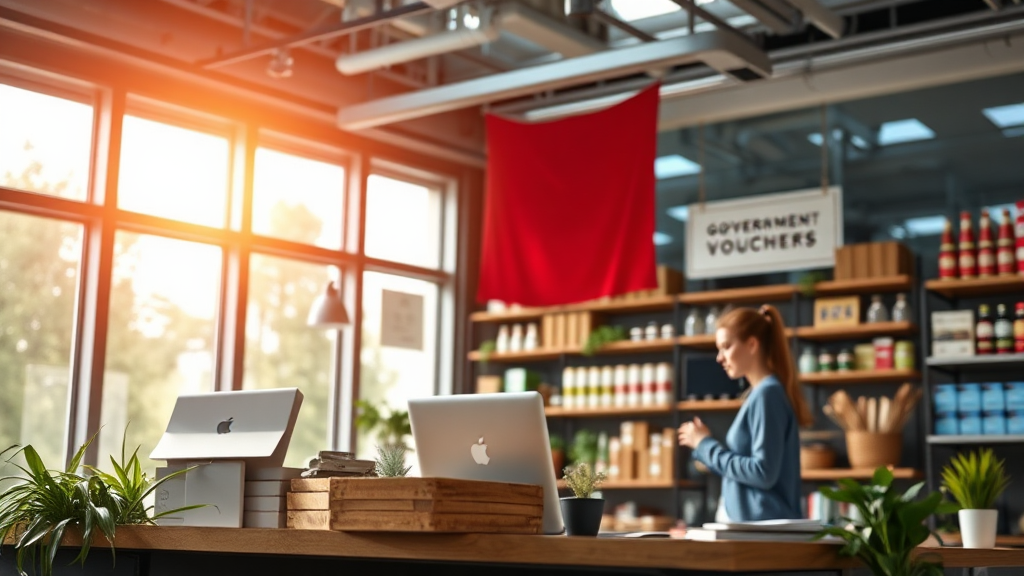 정부의 소상공인 지원 정책, 바우처 외 다른 지원은? (realistic 스타일)