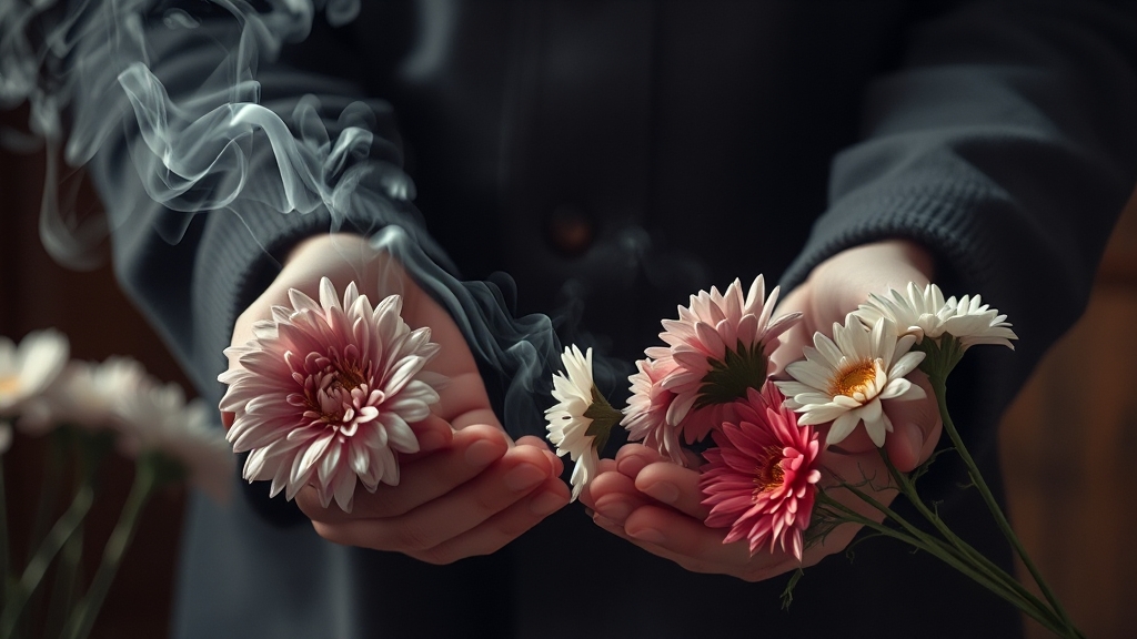 조문 예절: 분향 및 헌화 (realistic 스타일)