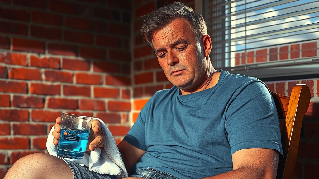 더위 먹었을 때 증상 (realistic 스타일)